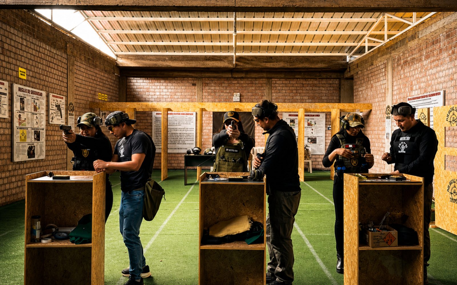 Interior del Polígono de Tiro Oropesa con puestos de tiro individuales